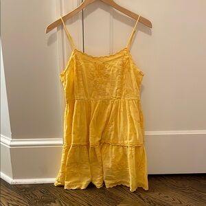 Yellow Embroidered mini Sundress
